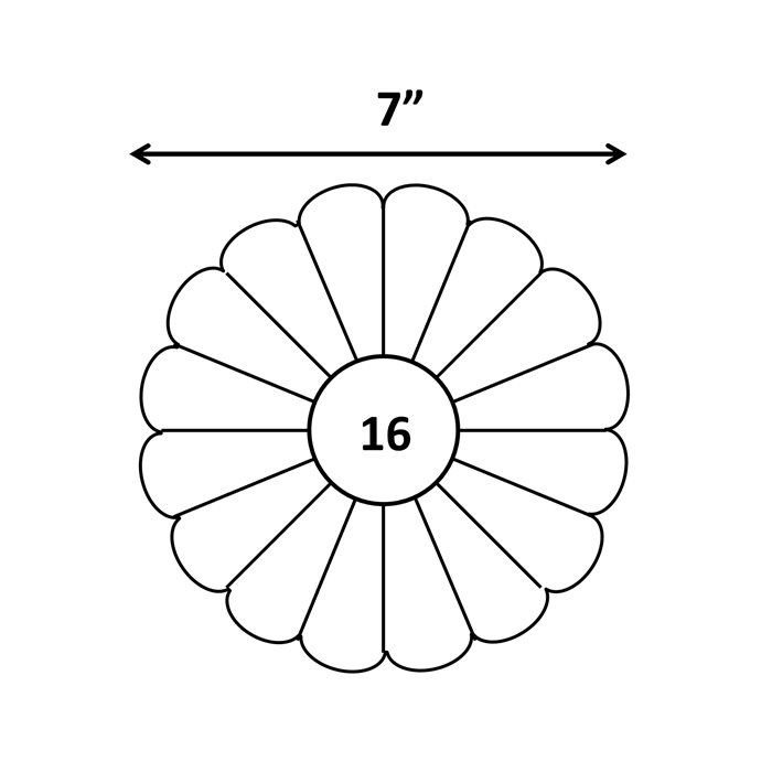 16-Petal Dresden Plate (7" diameter)