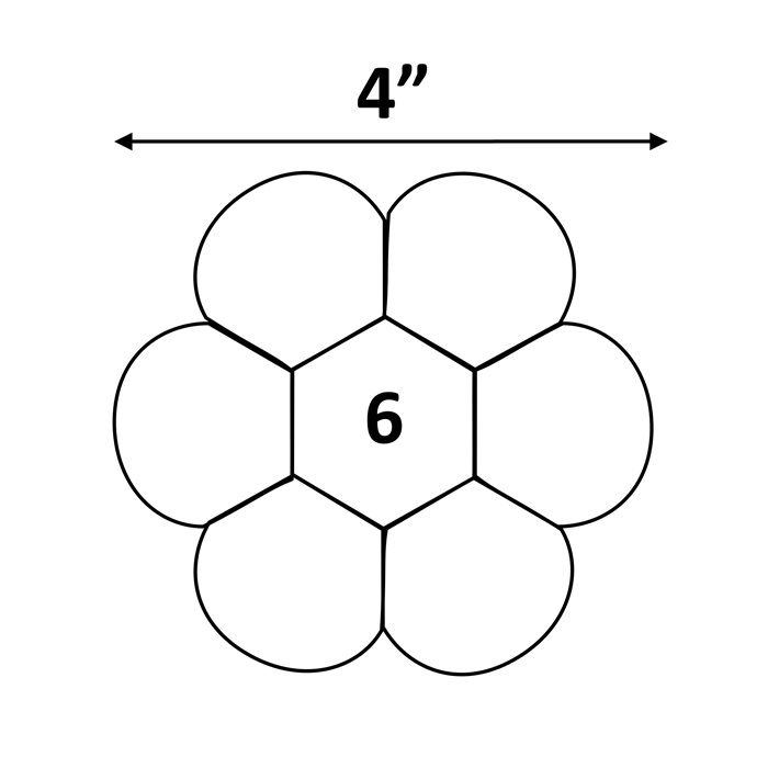 6-Petal Dresden Plate (4" diameter)