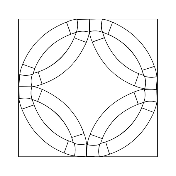 Template for Double Wedding Ring Pieced Arcs - 419605