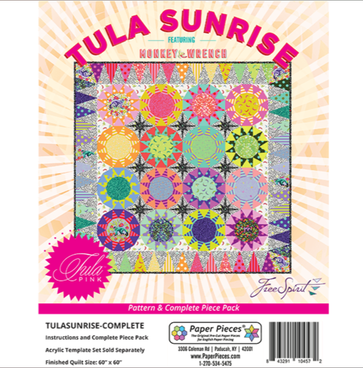 TULA PINK 'Tula Sunrise' EPP pattern + Complete Piece Pack